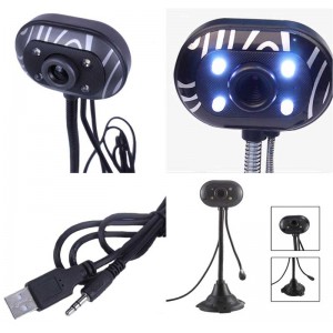 Camera web VGA 8Mp cu microfon, brat flexibil, vedere noapte 4 led, USB2.0, CMOS, 30FPS, 640x480 ; Camera web cu microfon gat flexibil